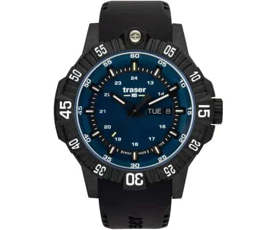 Traser H3  P99 Q Tactical Blue Rubber Strap Mens Watch 46mm view 1