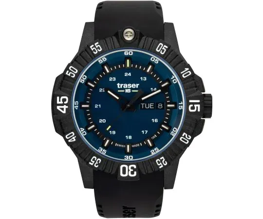 Traser H3  P99 Q Tactical Blue Rubber Strap Mens Watch 46mm
