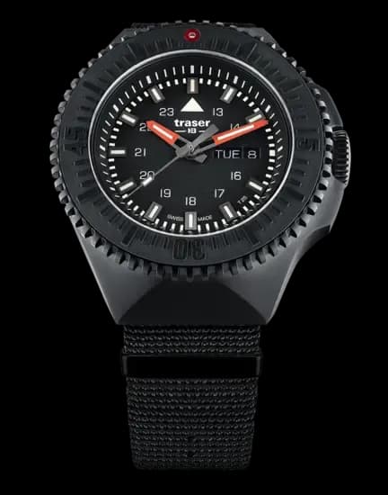 Traser H3 P69 Black-Stealth Black Steel Strap Mens Watch 46mm