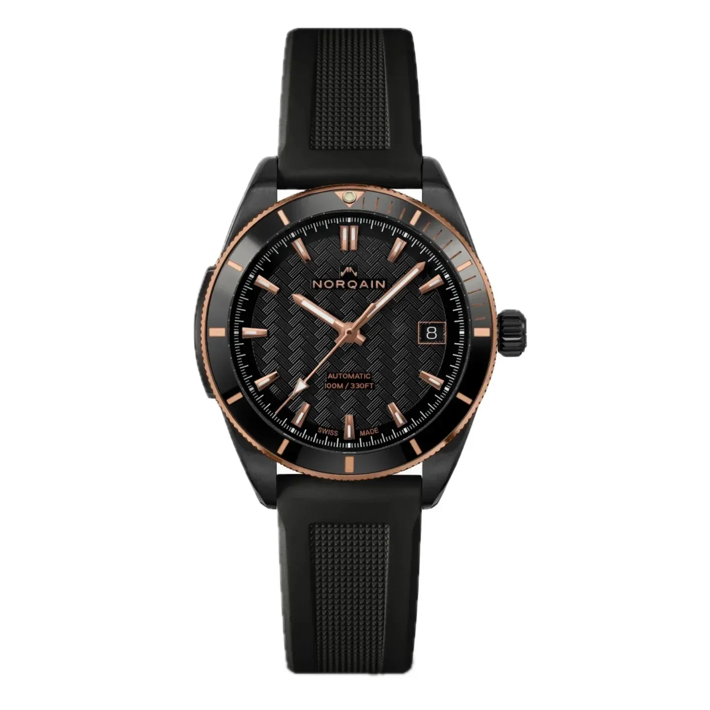 Norqain Adventure Sport 37mm DLC & Gold Black Ceramic Ring Black Rubber Strap DLC Buckle (NB1800BG81A/B183/18BRE.16B)