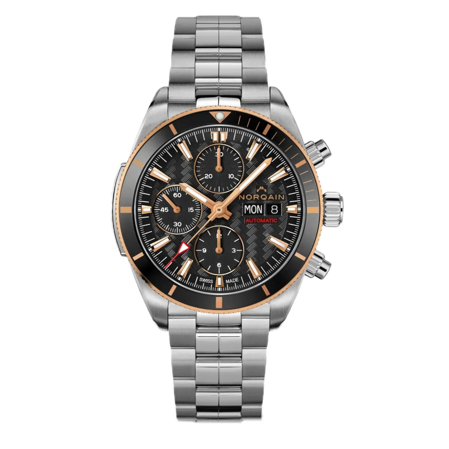 Norqain Adventure Sport Chrono Day/Date 41 Steel/ Gold Black/Gold Bezel Black Dial STEEL Bracelet (N1500GA1IC/B153/150SC)