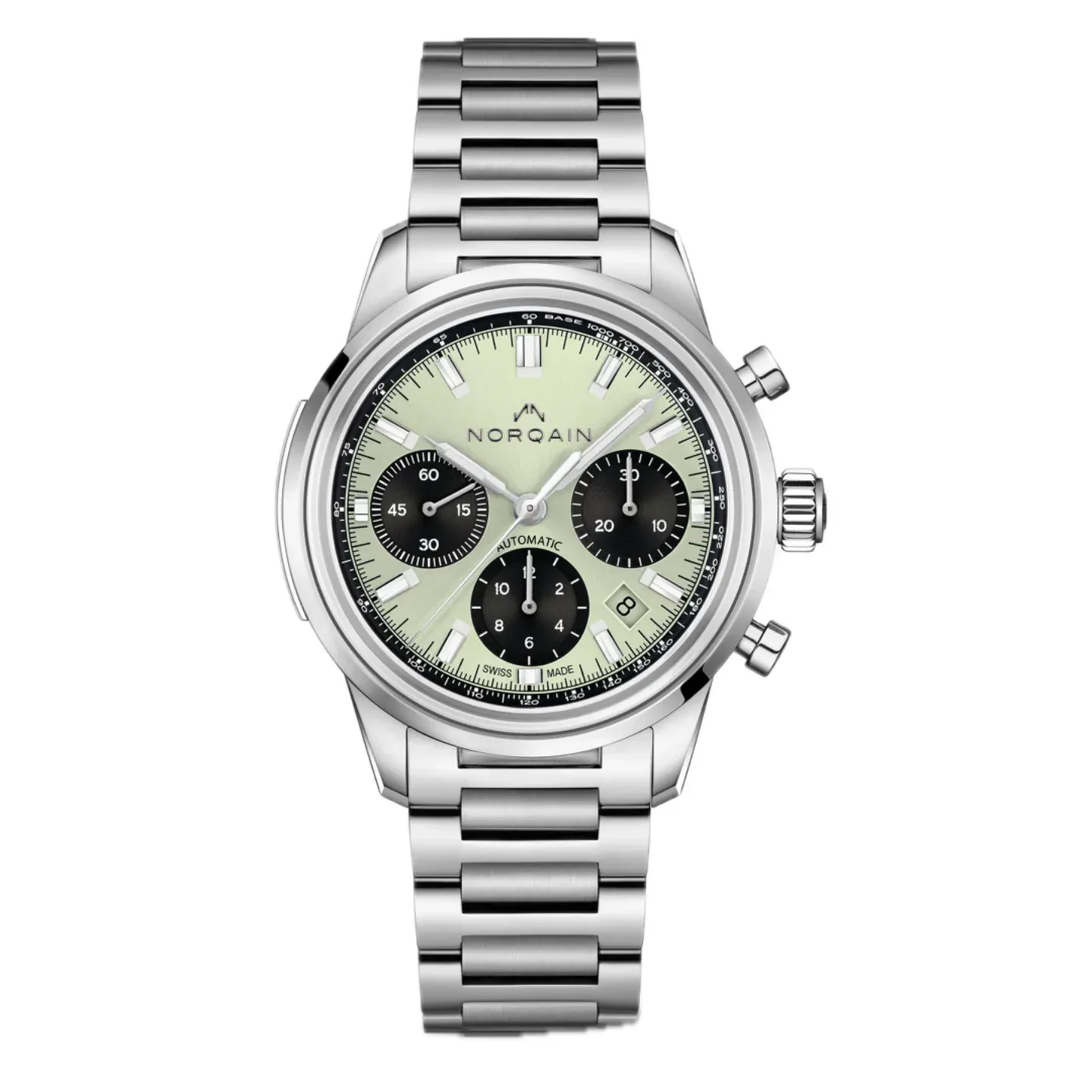 Norqain Freedom 60 Chrono 40mm Steel Pistachio Dial Steel Bracelet (N2201S22C/MT221/201SG)