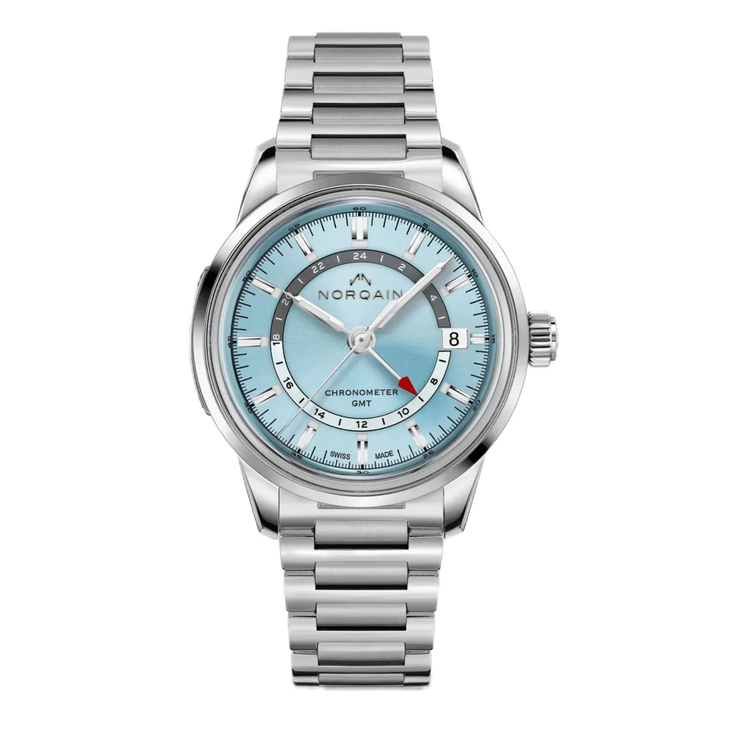 Norqain Freedom 60 GMT 40mm Steel Ice Blue Dial Steel Bracelet (NN2100SG/IA211/201SG)