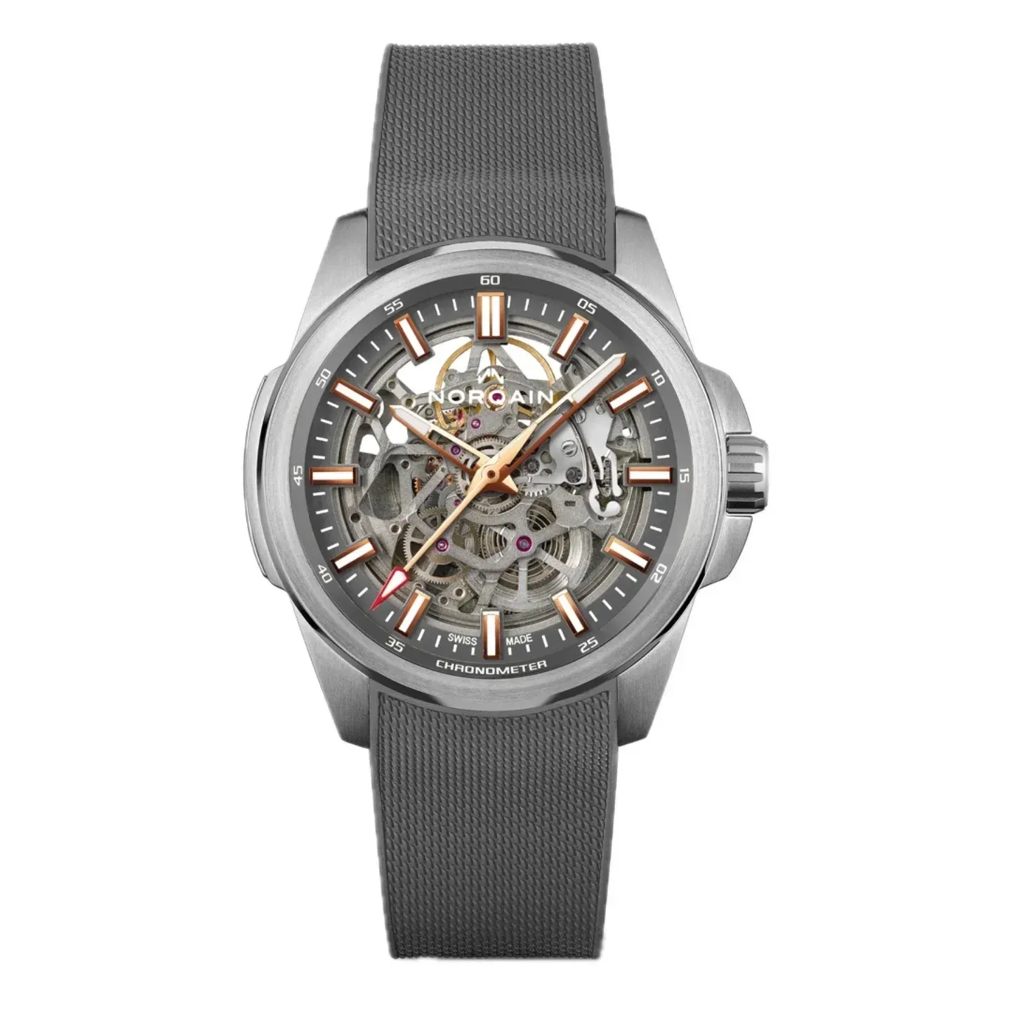 Norqain Independence 42 Skeleton Grey Outer Ring Integrated Grey Rubber Strap (N3000SLA/G303/322GR.20S)