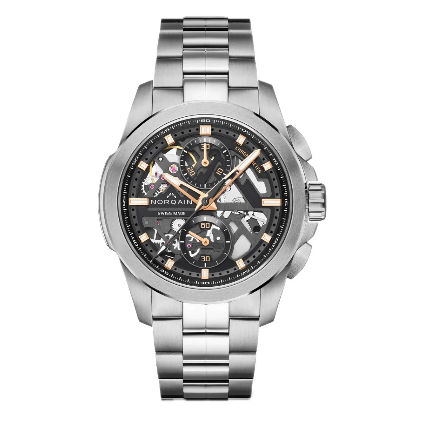 Norqain Independence Skeleton Chrono 42mm Steel Steel Bracelet (NN3200SC/B323/102SKC)