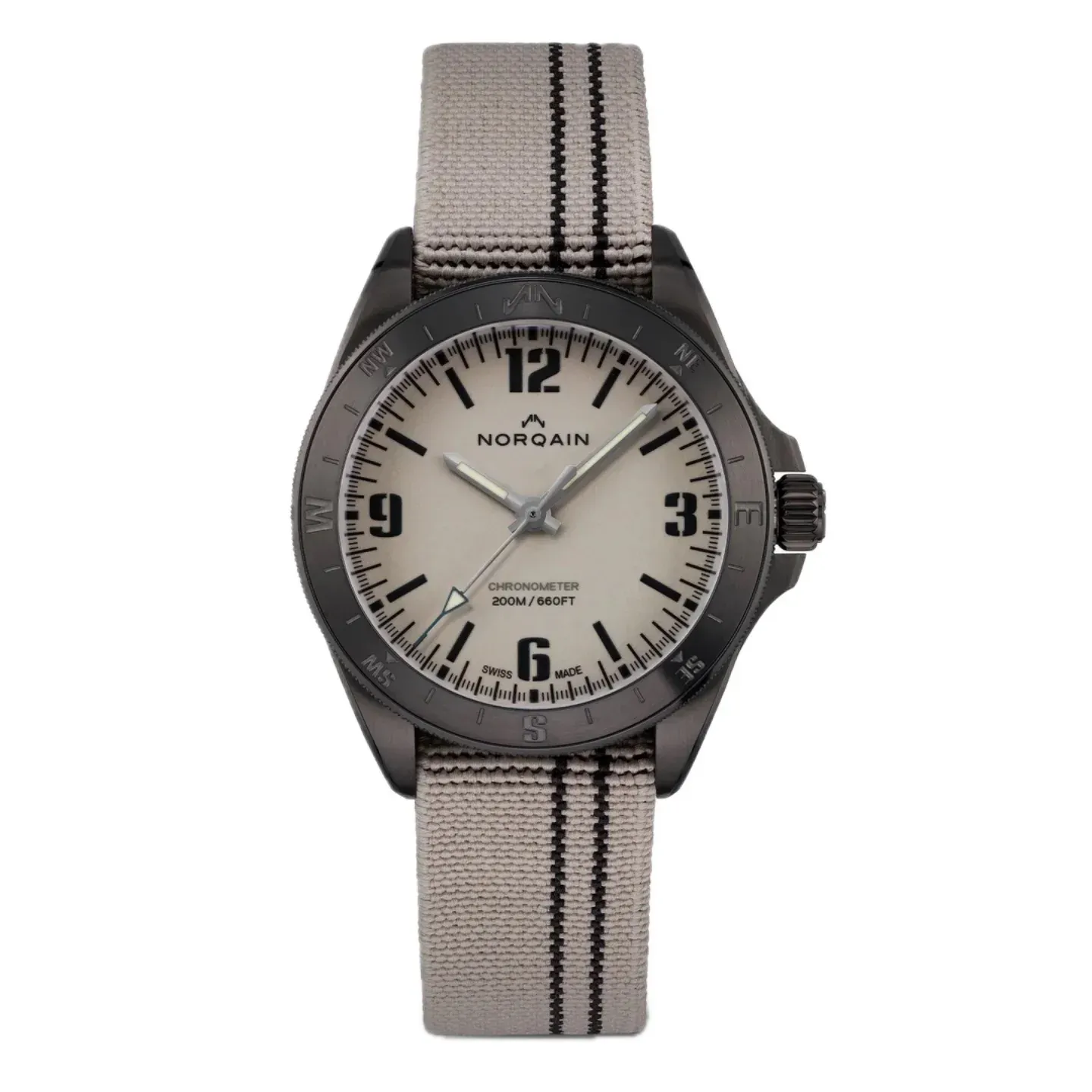 Norqain Adventure Neverest Night Sight DLC Ivory Luminova Dial Brown/Black Flex Strap (NNB1001BBWA/IL107/15NBF)