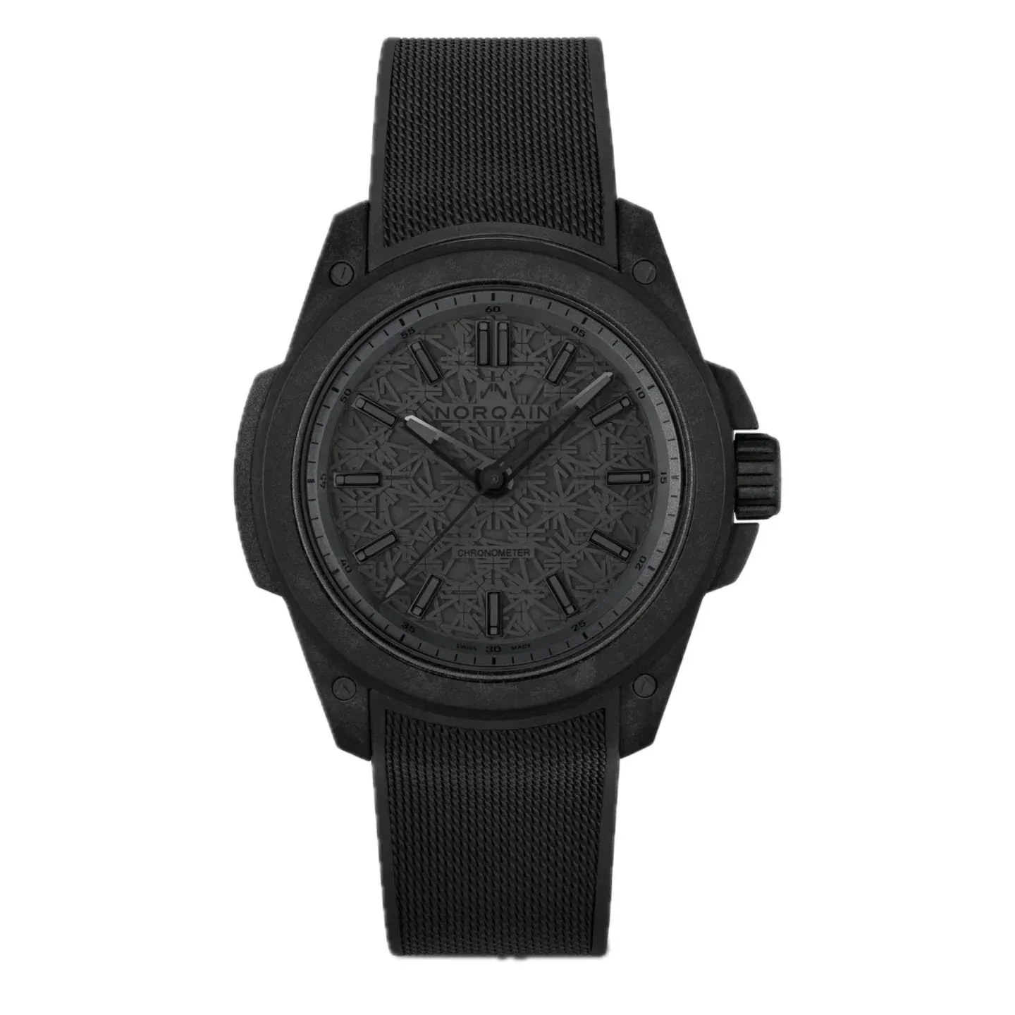 Norqain Wild ONE All Black 42mm Anthracite Laser-Cut DialBlack Rubber Strap Black Buckle (NNQ3000QBT1A/T002/3W1BR.20BQ)