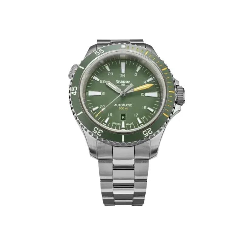 Traser H3 P67 Diver Automatic Green Steel Strap Mens Watch 46mm